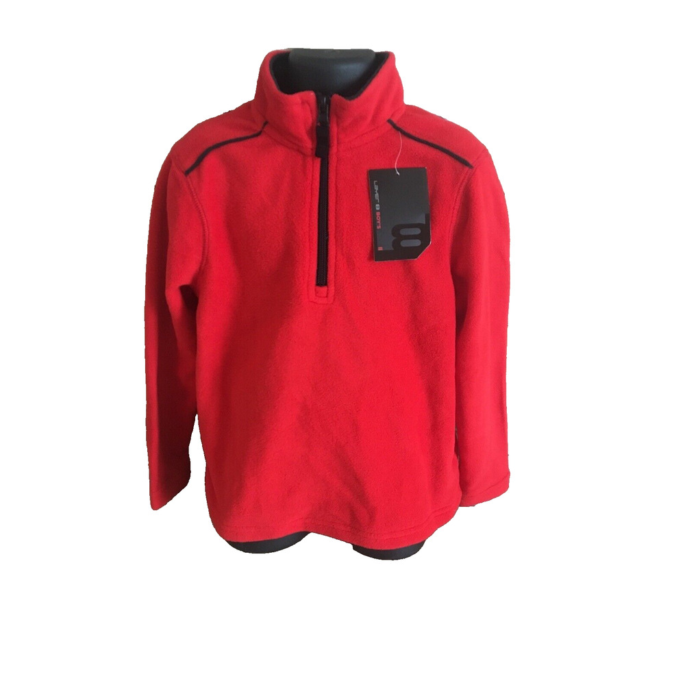 Layer 8 Boys Fleece Jacket Size 5 Pullover Red Coat NWT New 1/2 zip long sleeve